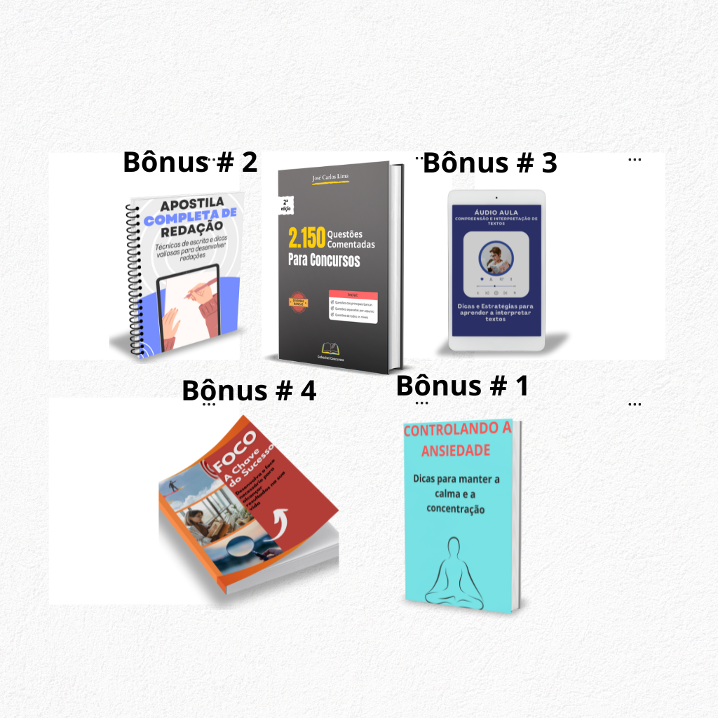 Todos os bonus juntos - P&aacute;gina de Obrigado 2.150 Quest&otilde;es Comentadas para Concursos